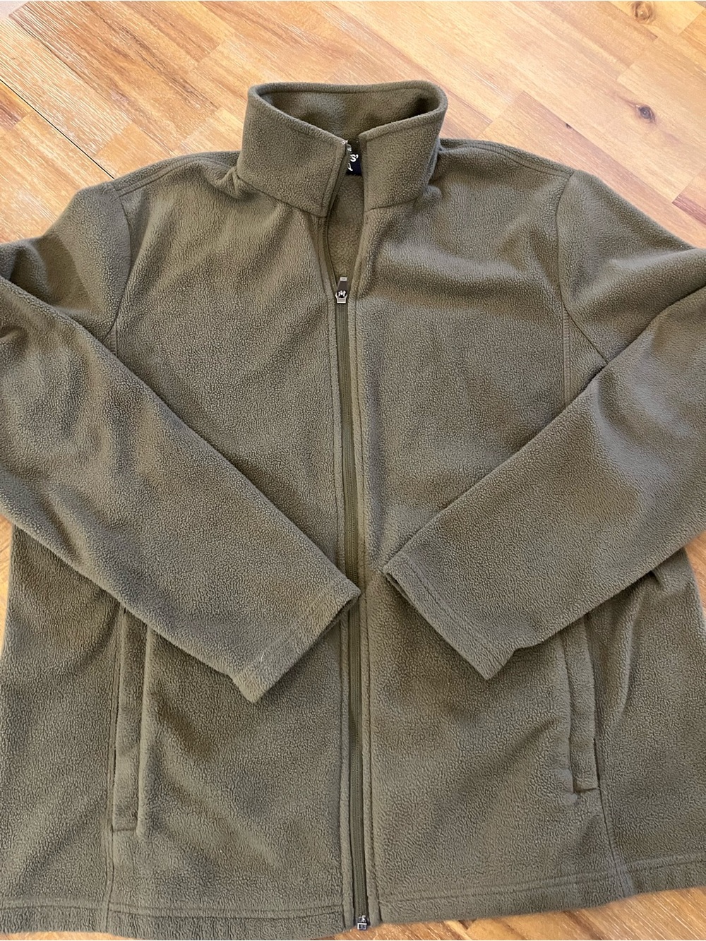 Lands' End Olive Green Full Zip Lightweight Fleece Jacket